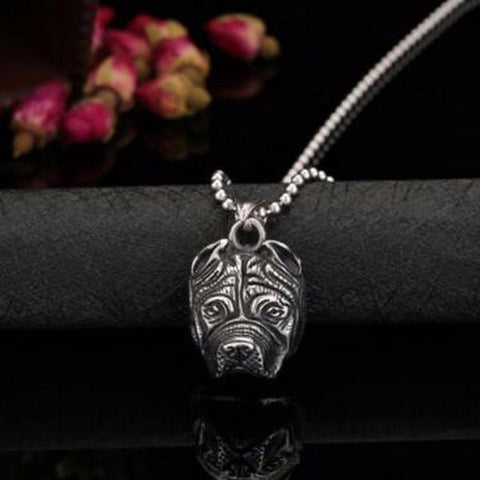 Stainless Steel Pitbull Bulldog Pendant Necklace