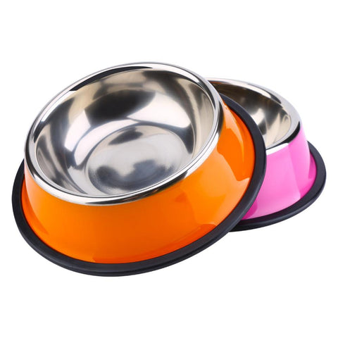 Stainless Steel Base Feeder Bowls  with Anti-slip Rubber for Dogs Cats and Pets